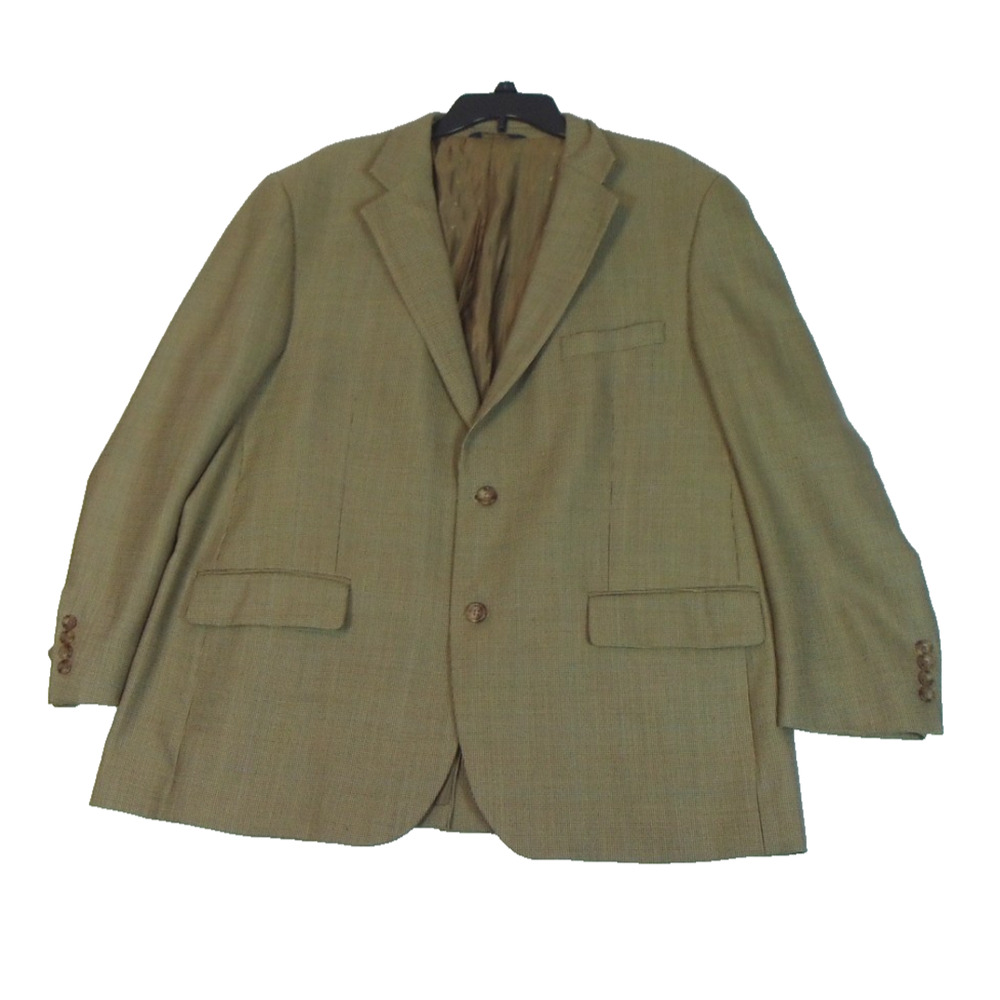 JOSEPH & FEISS Brown Houndstooth Check Sport Coat Blazer Men's 46 S Wool